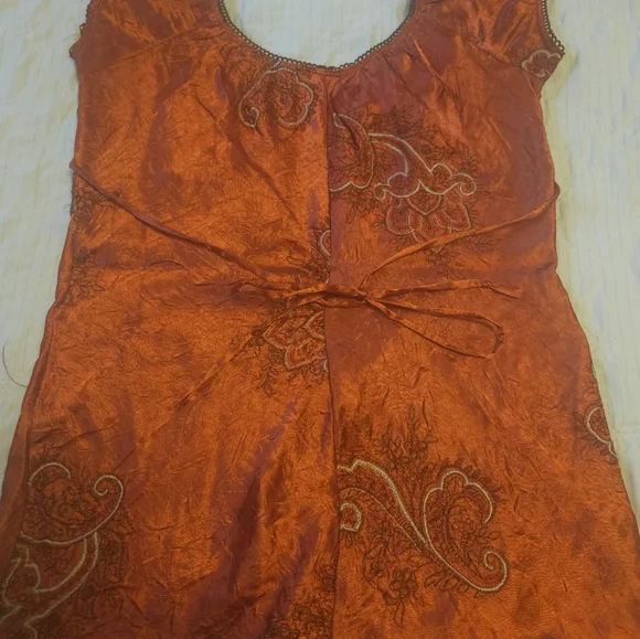 Heart Soul Brand Burnt Orange Boho Blouse Sz Small - Picture 4 of 5